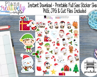 Printable HOLIDAY CHARACTER Stickers | Planner Stickers, decorative stickers, and scrapbooking or other paper crafting | ZIP file