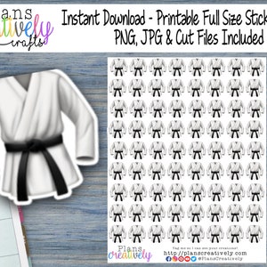 Printable Karate Sticker Sheets | Icon Planner Stickers for functional planning and reminders | PNG, JPG Print to Cut, Cut Files