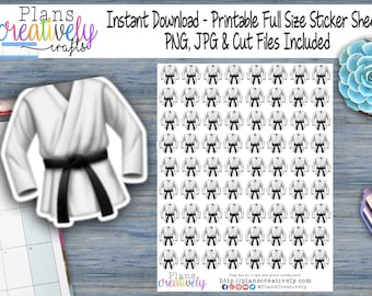 Printable Karate Sticker Sheets | Icon Planner Stickers for functional planning and reminders | PNG, JPG Print to Cut, Cut Files