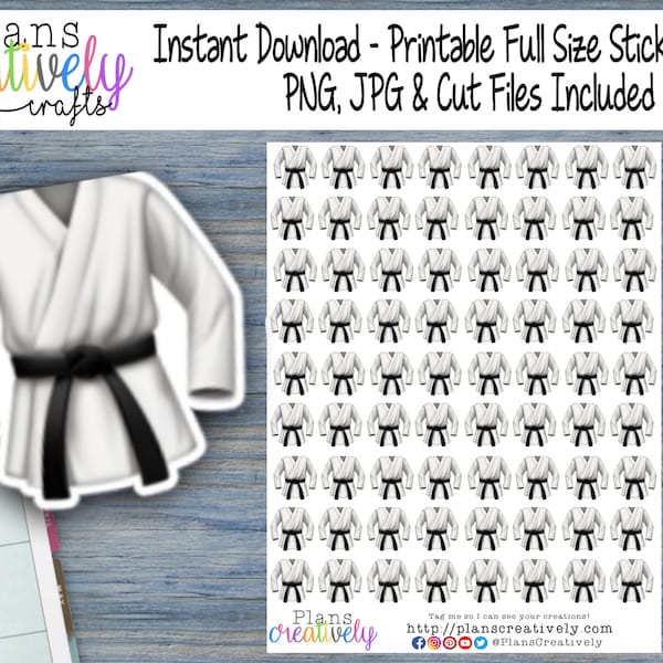 Printable Karate Sticker Sheets | Icon Planner Stickers for functional planning and reminders | PNG, JPG Print to Cut, Cut Files