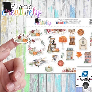 Printed & Ready to Ship - WATERCOLOR FALL décor - Decorative Planner Sticker |  8.5&quot; by 5.5&quot; Kiss Cut Printed Sticker Sheet