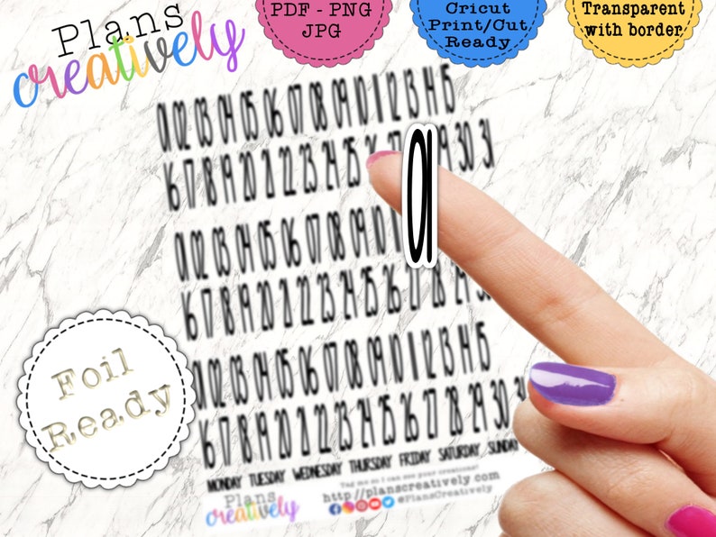 Printable NUMBER & DOTW Planner Stickers Repurpose and Reuse Etsy