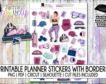 Printable Fitness Planner Stickers – Workout & Gym Icons (PNG, PDF)