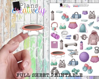 Fitness Planner Stickers – Printable Workout & Gym Icons (Digital Download)