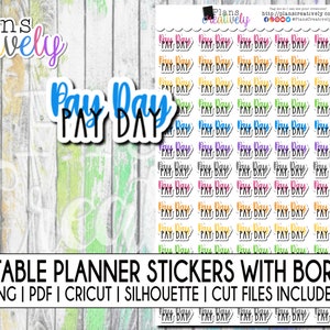 Printable 'Pay Day' Planner Stickers - Perfect for marking your pay days with colorful stickers | Printable Cut File for Cricut & Silhouette