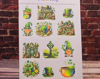 Printed & Ready to Ship - Saint Patrick's Day Stickers - Saint Patrick's Day stickers for your planners. 8.5" by 5.5" Kiss Cut Sheets