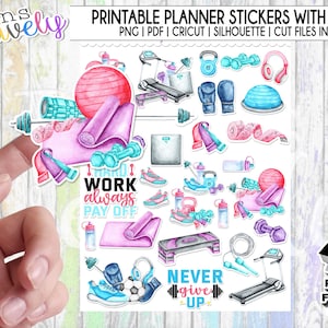 Printable Fitness Planner Stickers - Cute print to cut or digital planner stickers for your fitness and every day planner spreads.