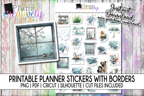 Printable Spring Time Blues Stationary and Planner Stickers | Printable Instant Downloadable Files for Cricut and Silhouette Machine