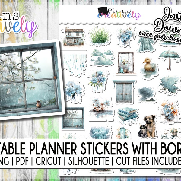 Printable Spring Time Blues Stationary and Planner Stickers | Printable Instant Downloadable Files for Cricut and Silhouette Machine