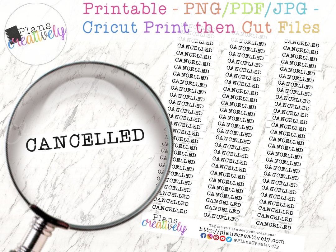 Cancelled Planner Stickers | Printable Label Stickers (PNG, JPG, PDF ...