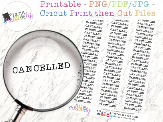 Printable Cancelled Box Label Planner Sticker Set Etsy