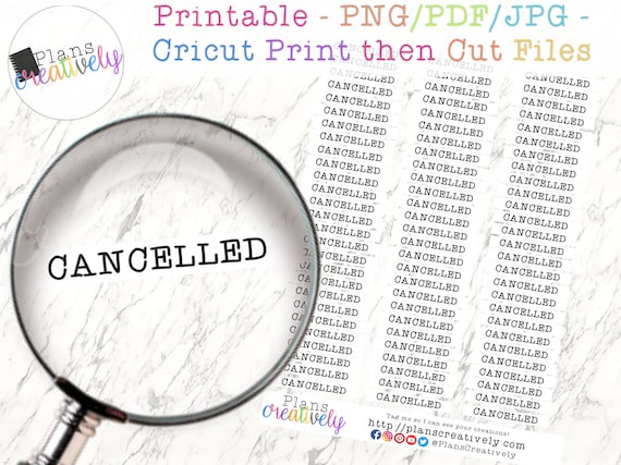 Printable Cancelled Box Label Planner Sticker Set Etsy