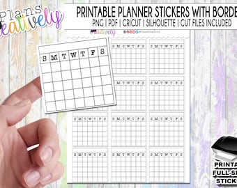 Printable Habit Tracker Planner Stickers | Icon Cut Files (PNG, JPG)