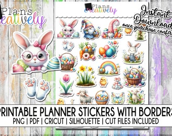 Printable Easter Sunday Spring Time Stationary and Planner Stickers | Printable Instant Downloadable Files for Cricut and Silhouette Machine