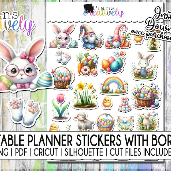 Printable Easter Sunday Spring Time Stationary and Planner Stickers | Printable Instant Downloadable Files for Cricut and Silhouette Machine