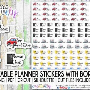 Printable Common Bill Planner Stickers for budget planning and all types of planners | Cricut & Silhouette Files Included