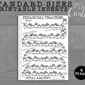 Inserciones para planificador en PDF estándar imprimibles de Financial Tracker: cuatro tamaños; Tamaños Carta, A4, A5 y Planificador personal de EE. UU. - Inserciones imprimibles