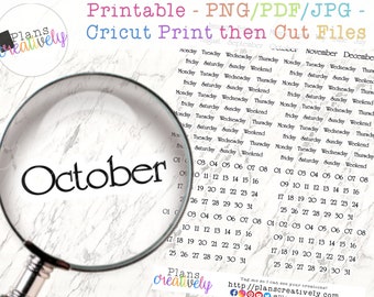 Printable Date Number Planner Stickers | Repurpose Dated Planners (PNG, JPG)