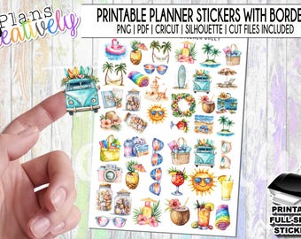 Printable Summer Time Small Icon Planner Stickers | Printable Instant Download Summer Time Planner Stickers for your planners