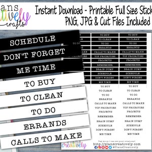Black & White Planner Stickers – Printable Label Sheets (PDF, PNG, JPG)