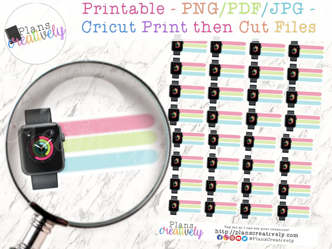 Printable Fitness Watch Sticker Sheet Write in Your Fitness Etsy