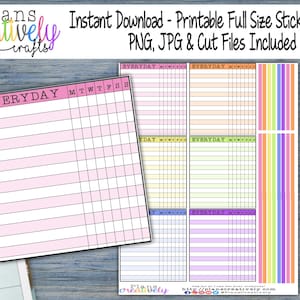 Printable Habit Tracker Planner Stickers - Box stickers great for covering up large unwanted areas on planners or to track weekly habits
