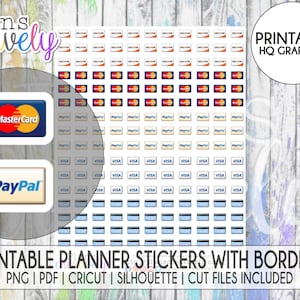 Printable Tiny Credit Card Icon Stickers | Bill Payment and Budgeting planning stickers | Cricut, Silhouette Cut Files included