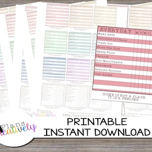 Printable Chores Habit Tracking Sticker Sheet - Dashboard Layout Sticker Boxes | PNG, JPG Print to Cut, Cut Files Planner Stickers