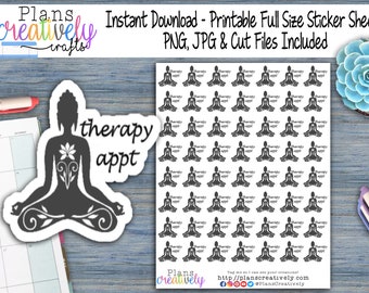 Therapy Reminder Stickers | Meditation Icon Planner Stickers (Printable)