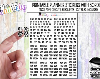 Date & Number Planner Stickers | Redating Stickers (Digital Download)
