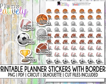 Printable "Admin Coverage" Planner Stickers for Teachers & Admin Staff Members for sporting events | Printable Planner Stickers w/ Cut Files