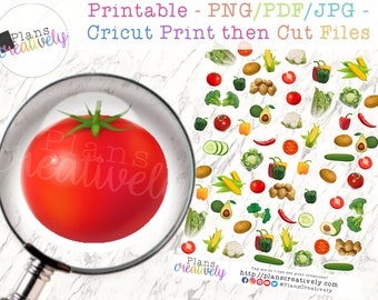 Printable Vegetable Stickers | Meal Planning, Gardening, Recipe Planner Stickers for various planners