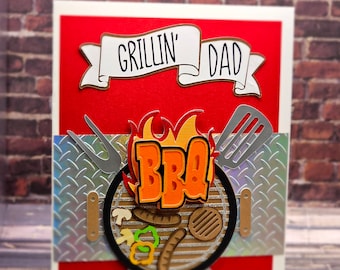 Handmade Card - "Grillin' Dad" Father's Day or Sentimental Card for Fathers For All Occasions