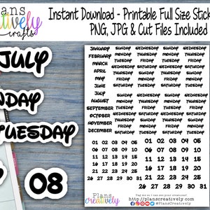 Printable DATE & NUMBER Planner Stickers Repurpose and Reuse Old Planners  Perfect for Clearance Planners and Outdated Happy Planner 