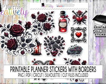 Printable Dark Romance Reading Decorative Planner Stickers - Printable Stickers for Spicy Reader Gothic Romantics - Planner and Journals