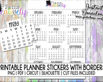 Printable 2024 Mini Calendar Planner Stickers | Mini 2024 Calendars for planners, bullet journals, and other stationary.