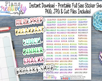 Meal Prep Planner Stickers | Breakfast, Lunch, Dinner (Digital Download)