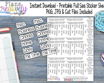 Block Schedule Planner Stickers | Functional Labels (PNG, JPG)