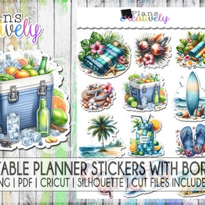 Printable Summer Time Travel Stickers and Planner Stickers | Printable Instant Download Summer Time Planner Stickers for your planners