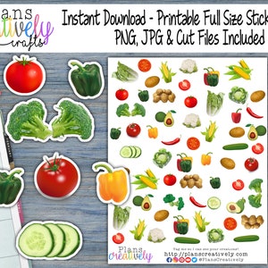 Printable Vegetable Stickers | Meal Planning, Gardening, Recipe Planner Stickers for various planners