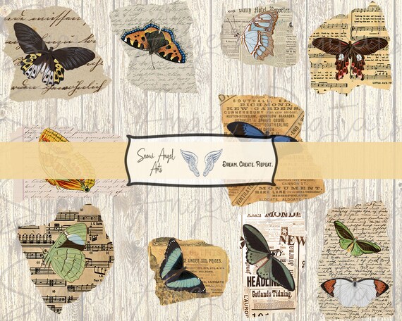 vintage butterfly ephemera for junk journals scrapbooks card etsy