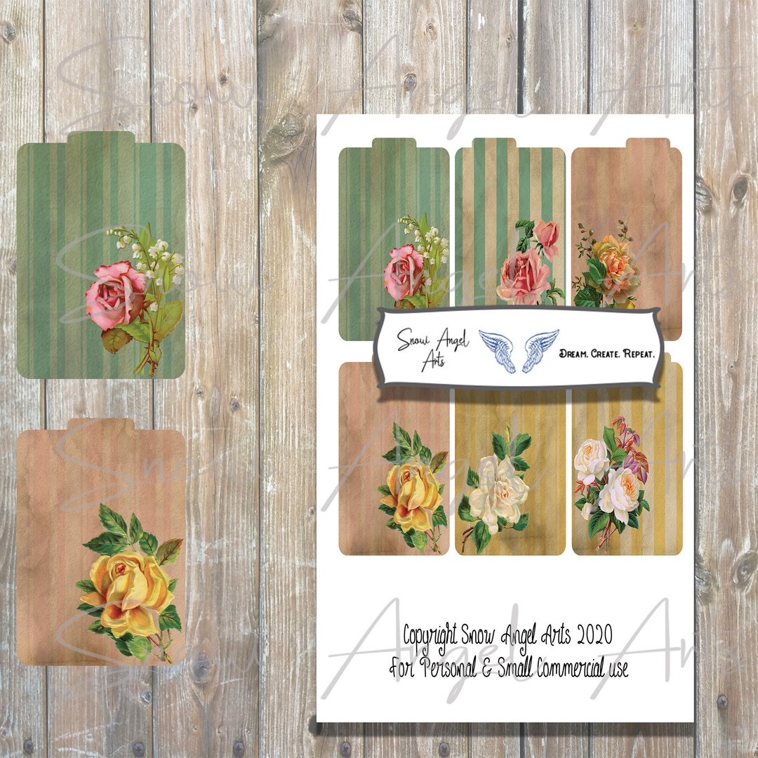 Mini File Folders Set Vintage Stripes Shabby Chic Junk - Etsy