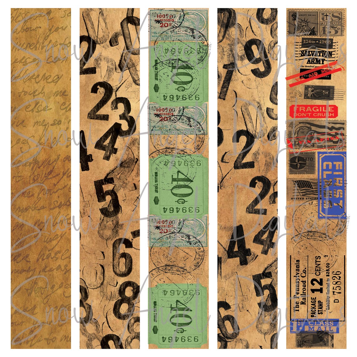 Printable Washi Tape Vintage Washi Strips Junk Journal - Etsy