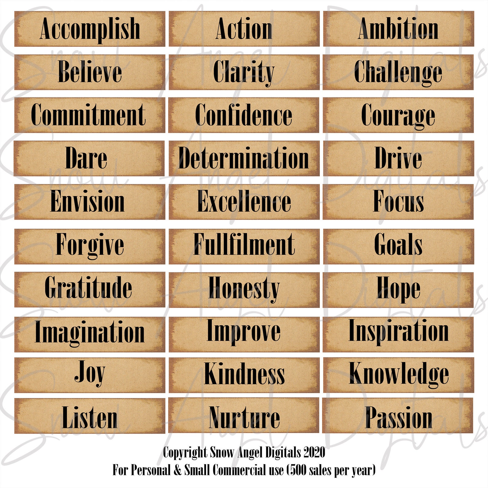 Printable Words Collage Sheet Printable Words Motivational - Etsy