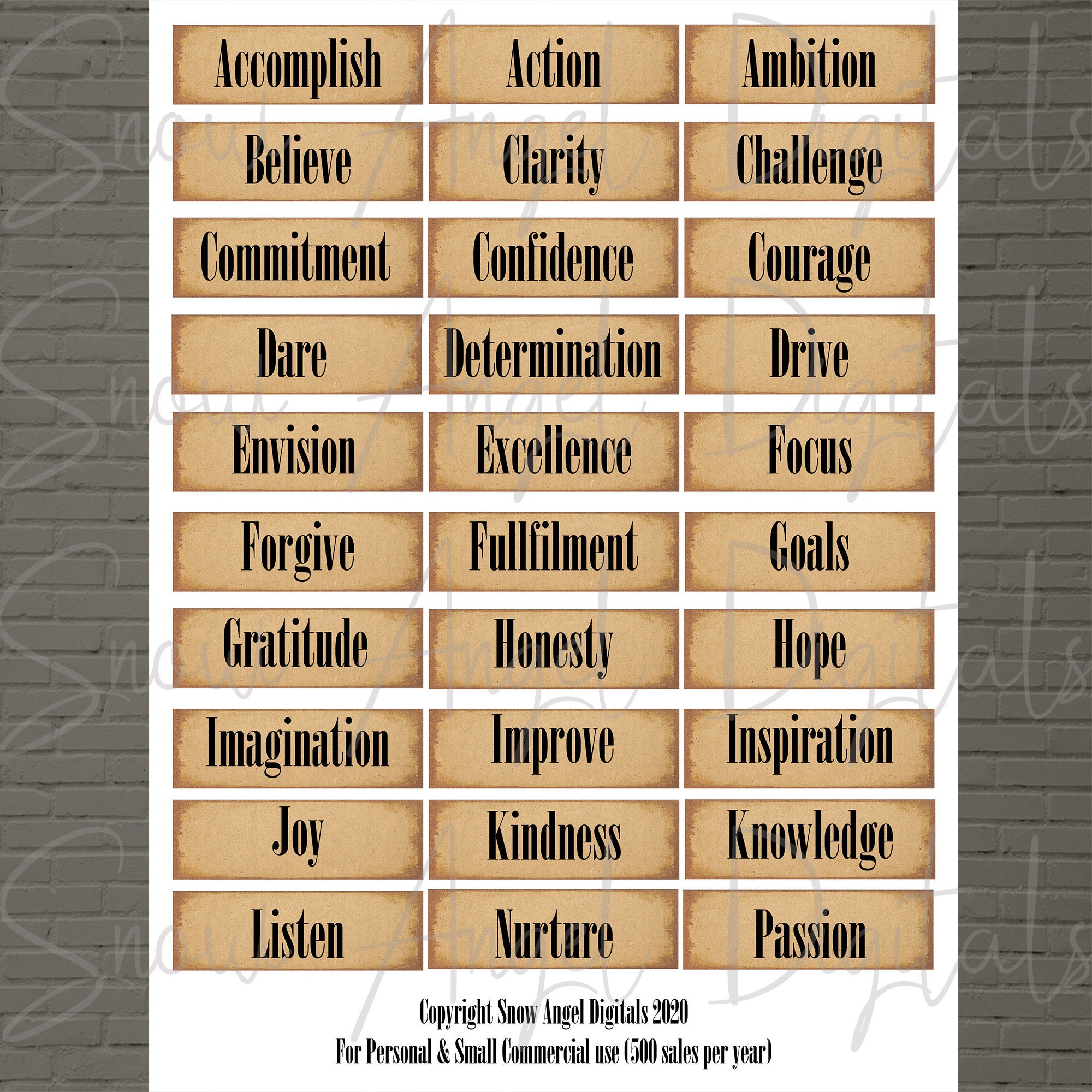 Printable Words Collage Sheet Printable Words Motivational - Etsy