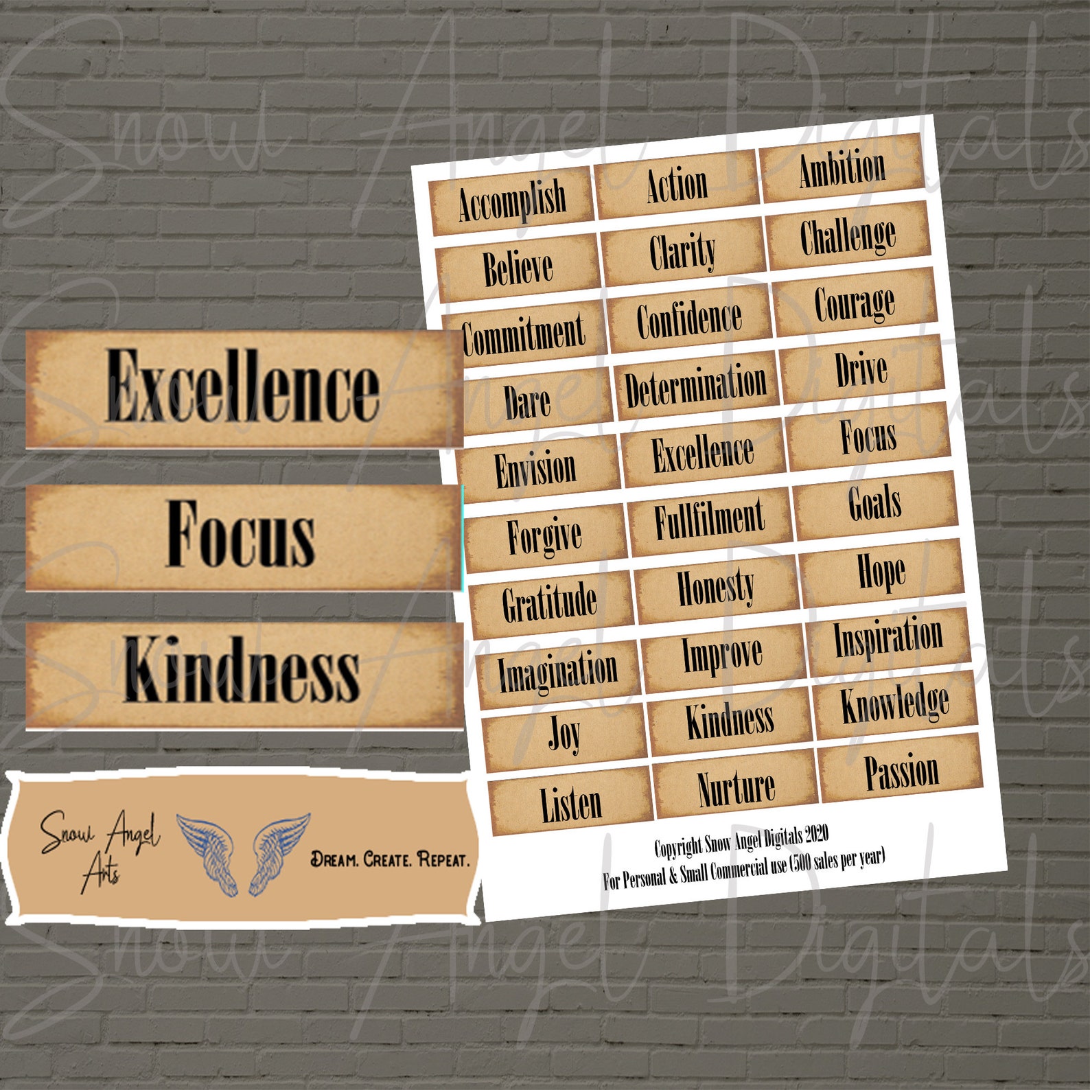 Printable Words Collage Sheet Printable Words Motivational - Etsy