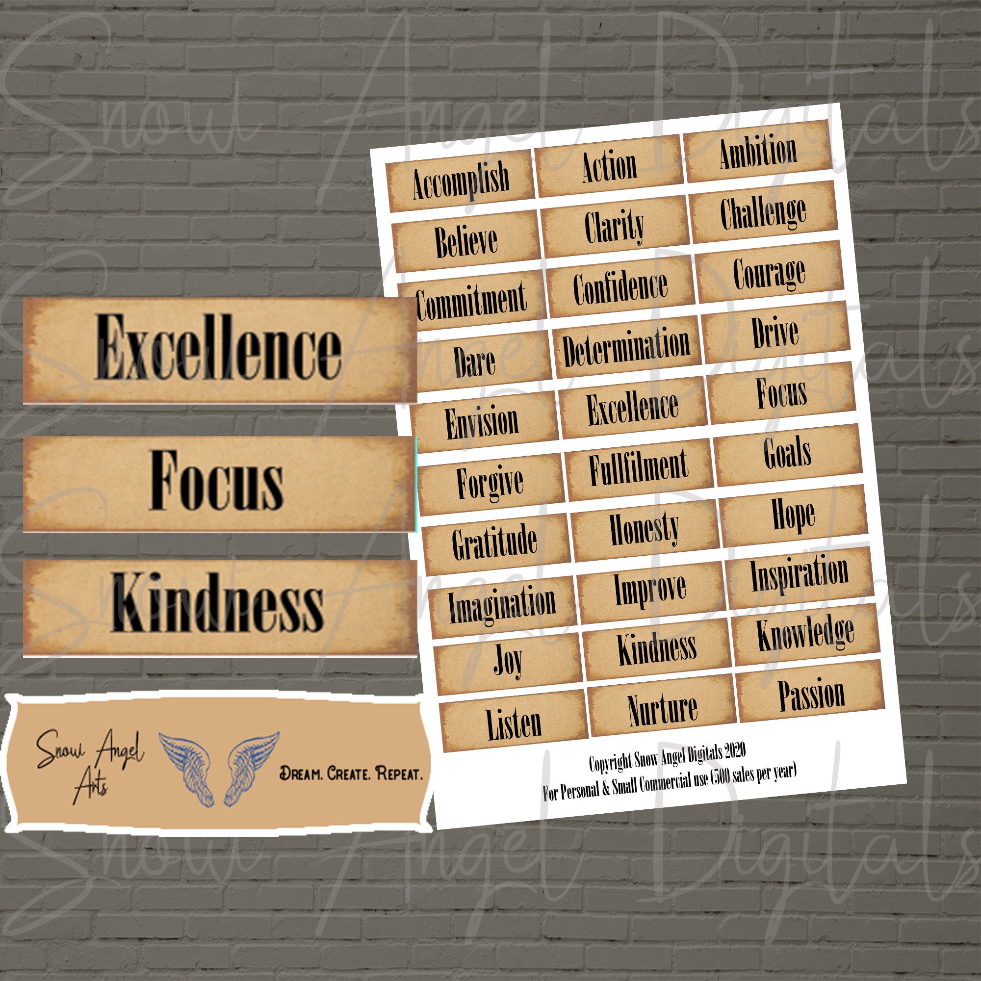 Printable Words Collage Sheet Printable Words Motivational - Etsy