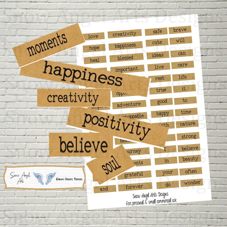 Mixed Media Words Collage Sheet Altered Art Words Sheet Etsy