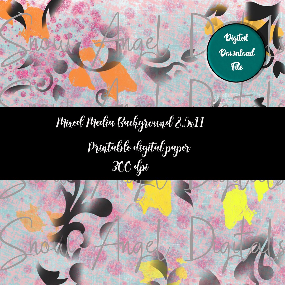 Mixed Media Art Paper Digital Printable Paper Abstract Etsy