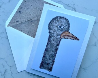 Strauß Vogel Blanko Grußkarte